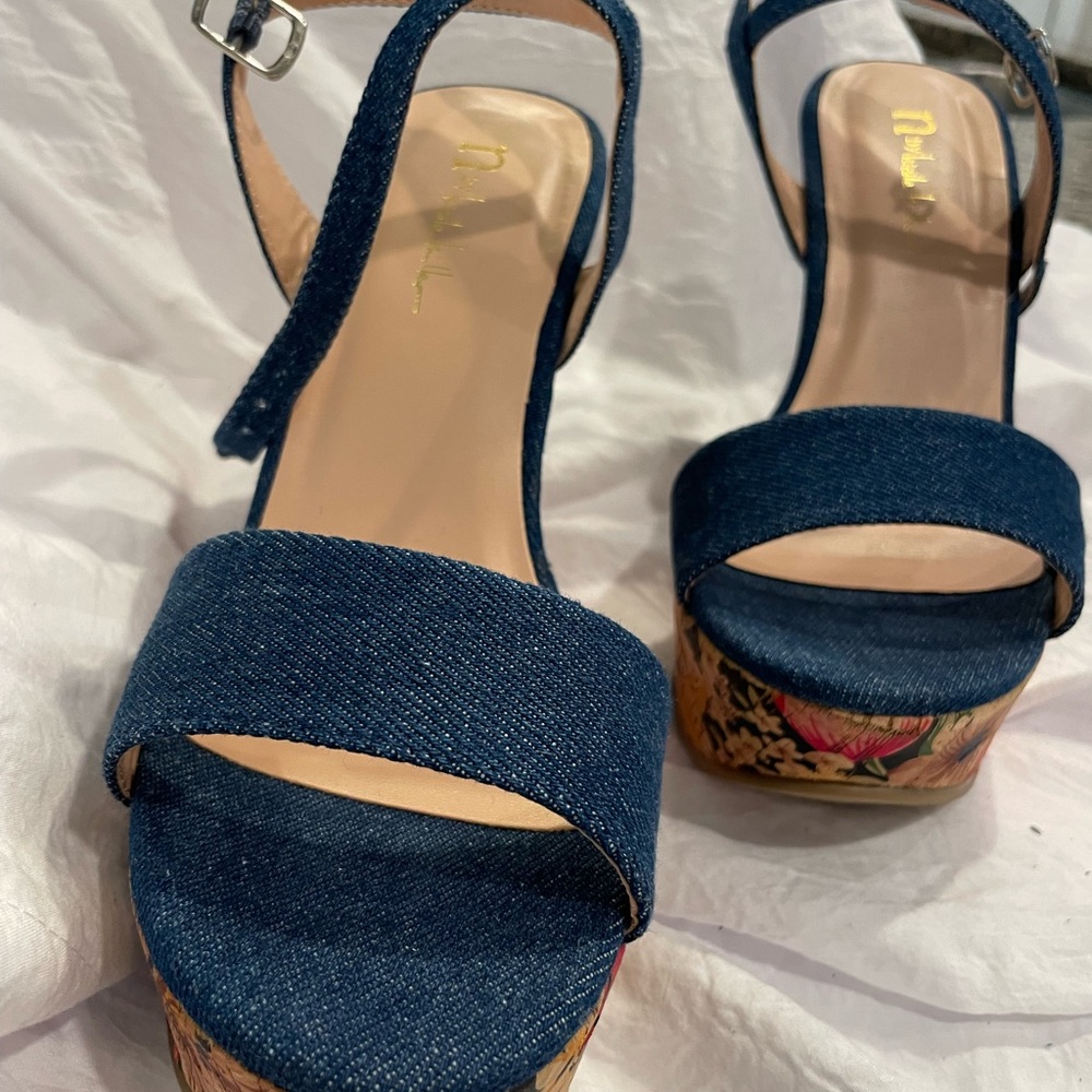 Nicole Miller Dark Blue Denim Platform Heels